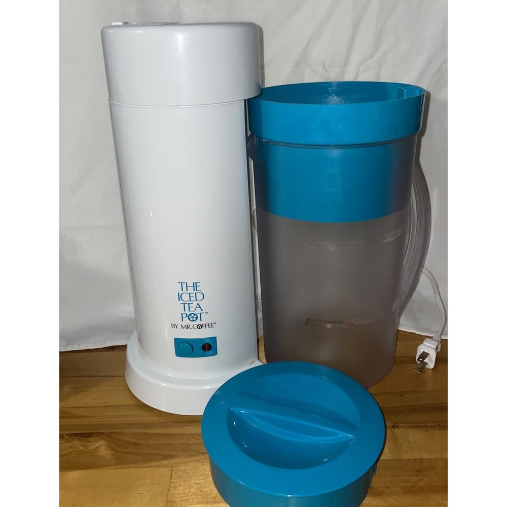 The Iced Tea Pot By Mr Coffee TM17 Working Teal Base, Pitcher, 1 Lid Missing Lid